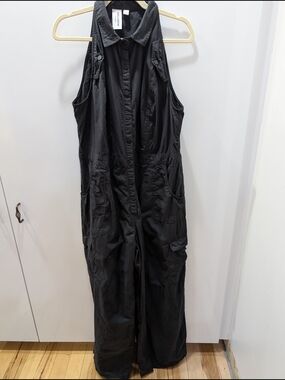 Black Wide-Leg Utility Jumpsuit - Unbranded
